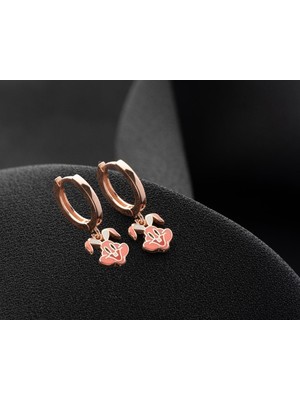 Silvano Jewelry 925 Ayar Gümüş Rose Mineli Tavşan Çocuk Küpe