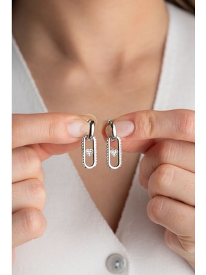 Silvano Jewelry 925 Ayar Gümüş Trend Kalpli Küpe