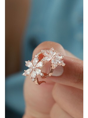 Silvano Jewelry 925 Ayar Lotus Rose Gümüş Küpe