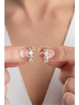 Silvano Jewelry 925 Ayar Gümüş Zirkon Taşlı Halka Küpe