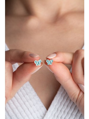 Silvano Jewelry 925 Ayar Gümüş Minik Kelebek Çivili Küpe