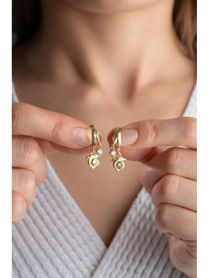 Silvano Jewelry 925 Ayar Gümüş Gold Çift Yunus Küpe