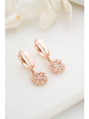 Silvano Jewelry 925 Ayar Gümüş Rose Kartanesi Küpe