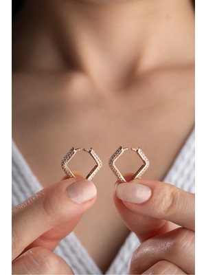 Silvano Jewelry 925 Ayar Gümüş Zirkon Taşlı Trend Halka Küpe