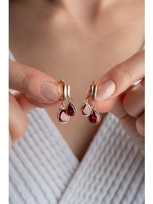 Silvano Jewelry 925 Ayar Gümüş Çift Damla Taşlı Küpe