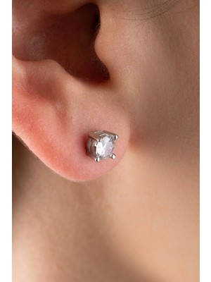 Silvano Jewelry 925 Ayar Gümüş Tektaş Çivili Küpe