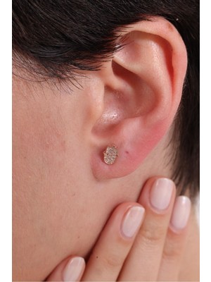 Silvano Jewelry 925 Ayar Gümüş Minik Zirkon Taşlı Damla Küpe