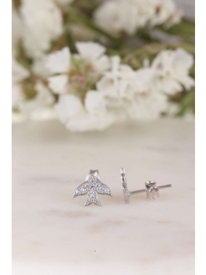 Silvano Jewelry 925 Ayar Gümüş Minik Kırlangıç Gümüş Küpe