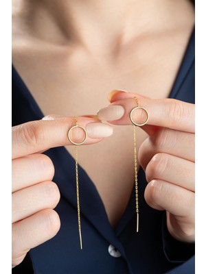 Silvano Jewelry 925 Ayar Gümüş Zincirli Halka Küpe