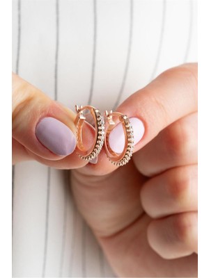 Silvano Jewelry 925 Ayar Rose Sıra Taşlı Halka Gümüş Küpe