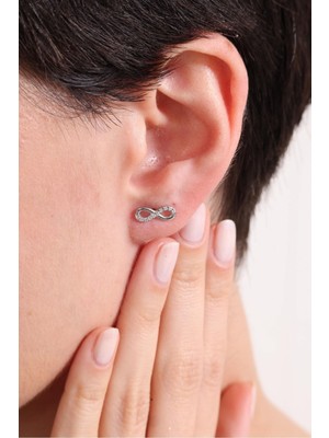 Silvano Jewelry 925 Ayar Gümüş Minik Sonsuzluk Küpe