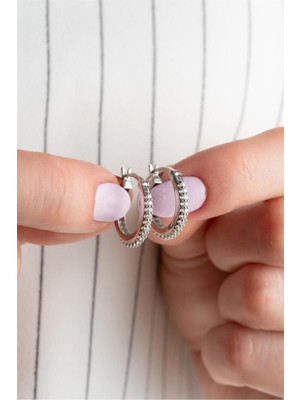 Silvano Jewelry 925 Ayar Sıra Taşlı Halka Gümüş Küpe