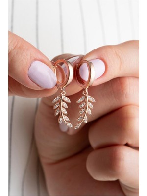 Silvano Jewelry 925 Ayar Rose Zeytindalı Gümüş Küpe