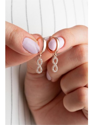 Silvano Jewelry 925 Ayar Rose Sallantılı Sonsuzluk Gümüş Küpe