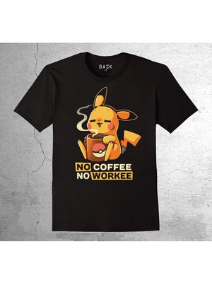 BUMETA Pokemon Pikachu Pikaçu No Coffee No Workee Tişört Çocuk T-Shirt