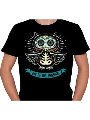 BUMETA Baykuş Owl Dia De Los Muertos Tişört  T-Shirt