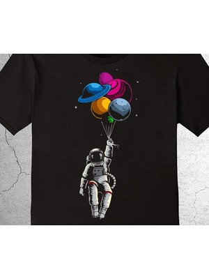 BUMETA Astronot Gezegenler Space Balon Cosmos Tişört Çocuk T-Shirt