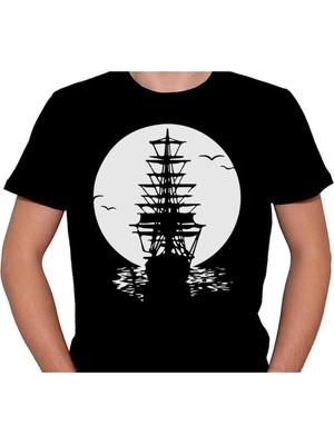 BUMETA Gemi Titanic Dolunay Sefer Yelkenli Korsan Deniz Tişört  T-Shirt