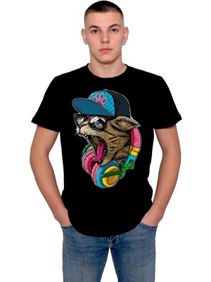 BUMETA Cat Hip-Hop Kulaklık Rap Tişört  T-Shirt