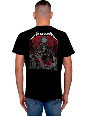 BUMETA Metallica Skull Kuru Kafa Rock'n Roll Music Tişört  T-Shirt