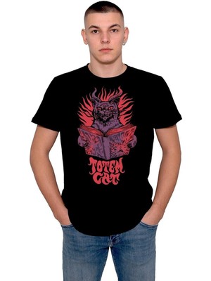 BUMETA Totem Cat Okuyan Şeytan Kedi Devil Tişört  T-Shirt