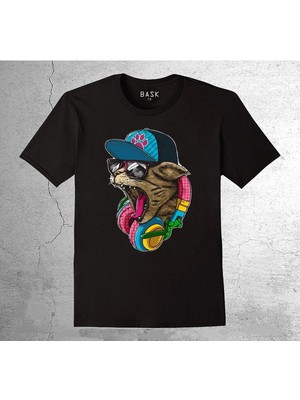 BUMETA Cat Hip-Hop Kulaklık Rap Tişört Çocuk T-Shirt