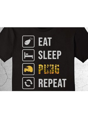 BUMETA Pubg Eat Sleep Pubg Repeat Ye Uyu Oyna Tekrarla Tişört Çocuk T-Shirt