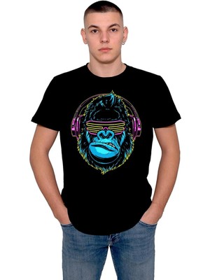 BUMETA Goril Gorilla Maymun Dj Monkey Kulaklık Tişört  T-Shirt