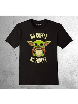 BUMETA Baby Yoda No Ceffee No Forcee Kahve Barista Tişört Çocuk T-Shirt