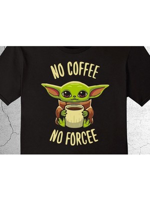 BUMETA Baby Yoda No Ceffee No Forcee Kahve Barista Tişört Çocuk T-Shirt