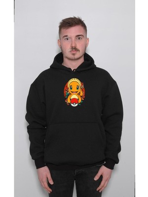 BUMETA Pokemon Charmander Alev Topu Sweatshirt  Kapüşonlu Hoodie