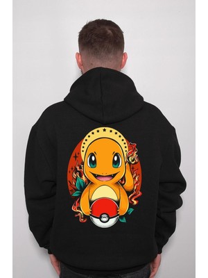 BUMETA Pokemon Charmander Alev Topu Sweatshirt  Kapüşonlu Hoodie