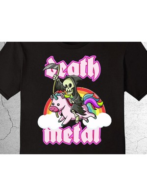 BUMETA Death Metal Rock Unicorn Tek Boynuz Music Tişört Çocuk T-Shirt