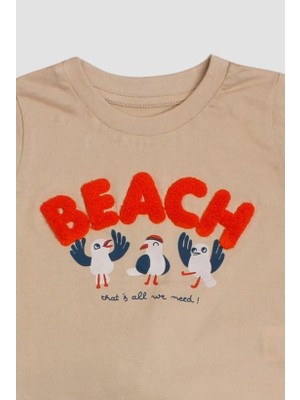 Chicsy Baby Beach Nakışlı Kuş Baskı Desenli 2'li Alt Üst Takım