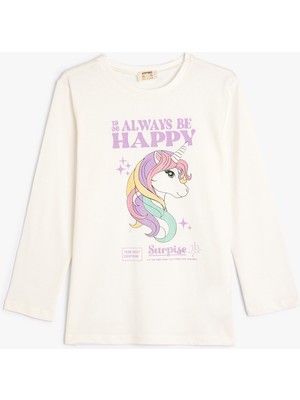 Koton Unicorn T-Shirt Uzun Kollu Bisiklet Yaka Pamuklu