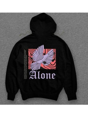 BUMETA Alone Yalnız Kuş Bird Güvercin Sweatshirt  Kapüşonlu Hoodie