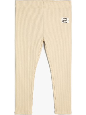 Koton Basic Tayt Ribanalı Beli Lastikli Aplike Detaylı Pamuklu