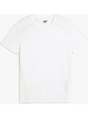 Koton Spor T-Shirt Kısa Kollu Bisiklet Yaka Dikiş Detaylı