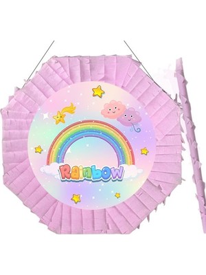 Gökkuşağı Temalı Pinyata 42 cm + Sopası