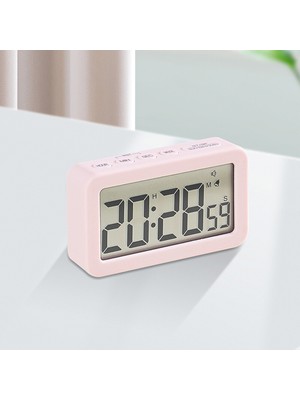 Xiaoba2 Pembe Dijital Çalar Saat Pil ile Çalışan 12/24H LCD Ekranlı Masaüstü Saat Erteleme Modu Zamanlayıcısı Öğrenci Yatak Odaları Seyahat (Yurt Dışından)