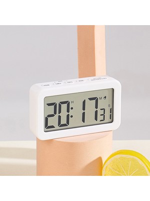 Xiaoba2 Pembe Dijital Çalar Saat Pil ile Çalışan 12/24H LCD Ekranlı Masaüstü Saat Erteleme Modu Zamanlayıcısı Öğrenci Yatak Odaları Seyahat (Yurt Dışından)