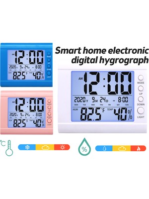 Xiaoba2 Pembe Dijital Saat Masaüstü Sıcaklık LCD Dijital Termometre Masaüstü Higrometre Zaman Tarih Takvim Pille Çalışan Ev Için (Yurt Dışından)