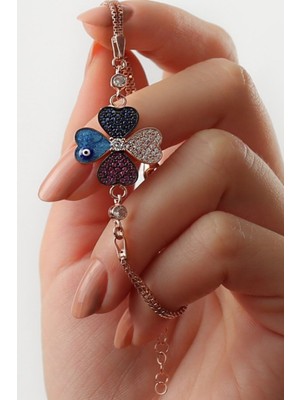 Silvano Jewelry 925 Ayar Gümüş Renkli Nazar Boncuklu Bileklik