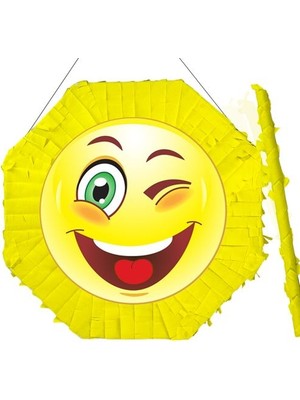 Parti Dükkanım Gülen Yüz Pinyata 42 cm + Sopası
