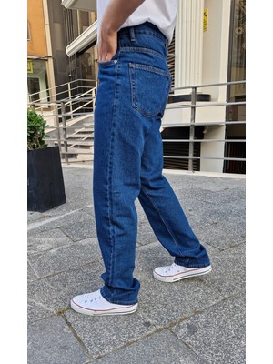 Ceza Denim Erkek Koyu Mavi Baggy Fit Rahat Kesim Likrasız  Pamuk Kot Pantolon G-126