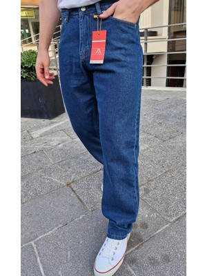 Ceza Denim Erkek Koyu Mavi Baggy Fit Rahat Kesim Likrasız  Pamuk Kot Pantolon G-126