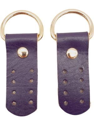 Angel Çanta Aksesuar Gerçek Deri Sapucu (Böce) Mor Renk Light Gold Metalli