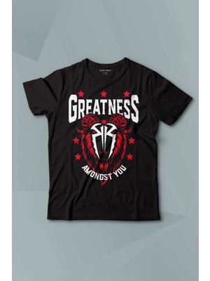 Kendim Seçtim Çocuk Tişört Greatness Roman Reigns Gym Spor Fitness Siyah Baskılı T-Shirt