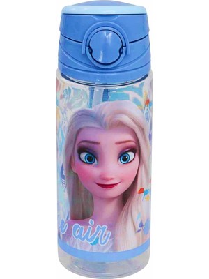 Frozen Lisanslı Açık Mavi Pipetli Plastik Matara 500 ml Hafif ve Dayanıklı Yapı