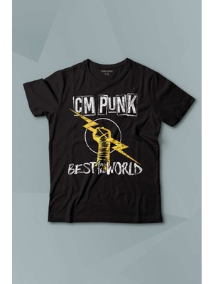 Kendim Seçtim Çocuk T-Shirt Best In The World cm Punk Karma Dövüş Gym Spor Siyah Baskılı Tişört